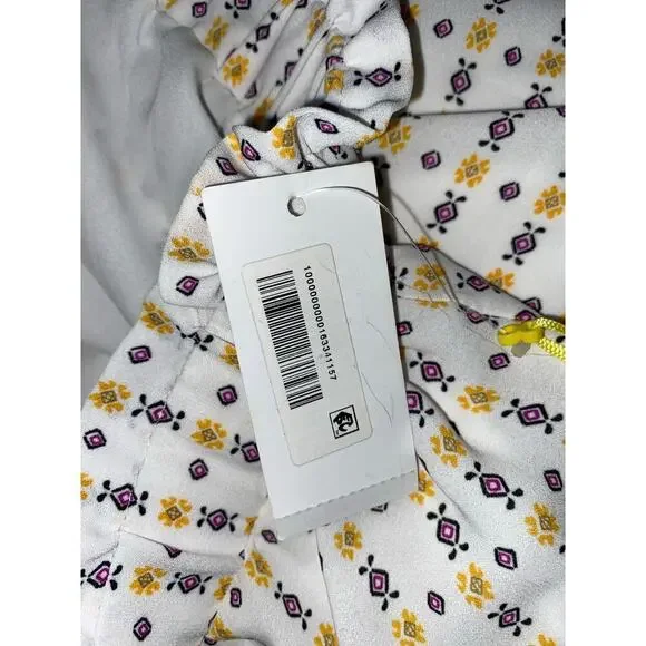 NWT CeCe Medium Lined Elastic Waist Ruffle Like Bottom Boho White Paisley Skirt - Picture 7 of 12